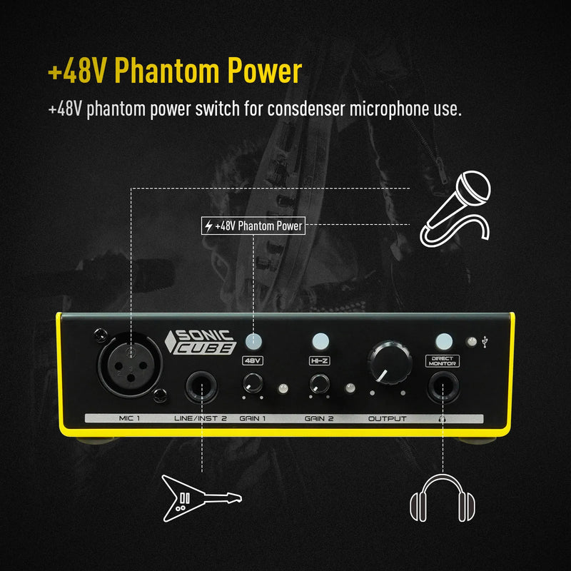 Sonicake Sonic Cube - Interface de Áudio USB Profissional com Preamplificador Analógico
