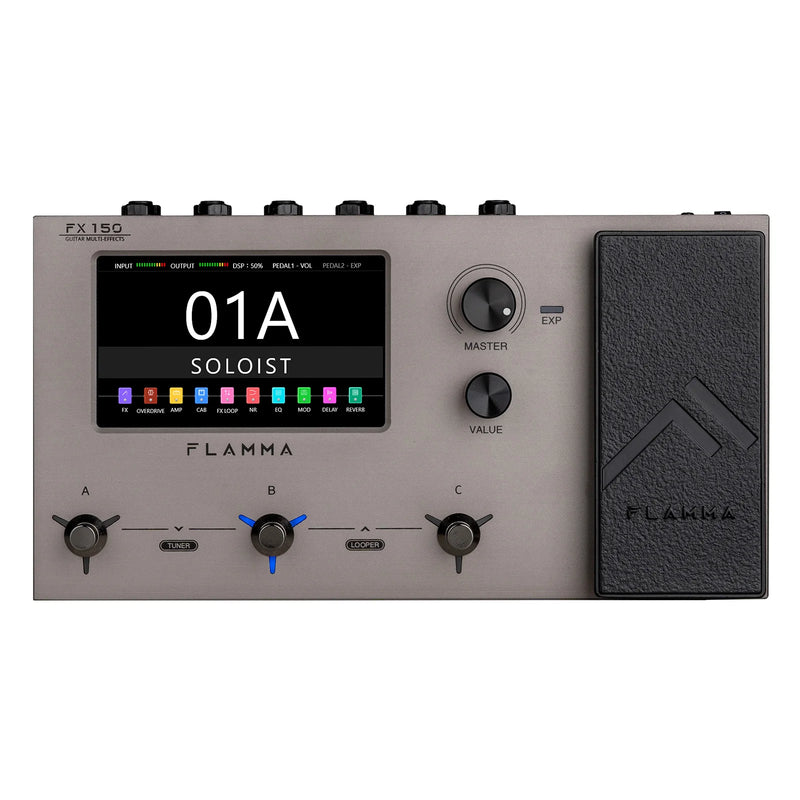 FLAMMA FX150 Guitar Multi Effects Pedal 160 Effects 180 Preset Slots 30 Cab Simulation 80 Drum Machine 52S Looper Touch Screen