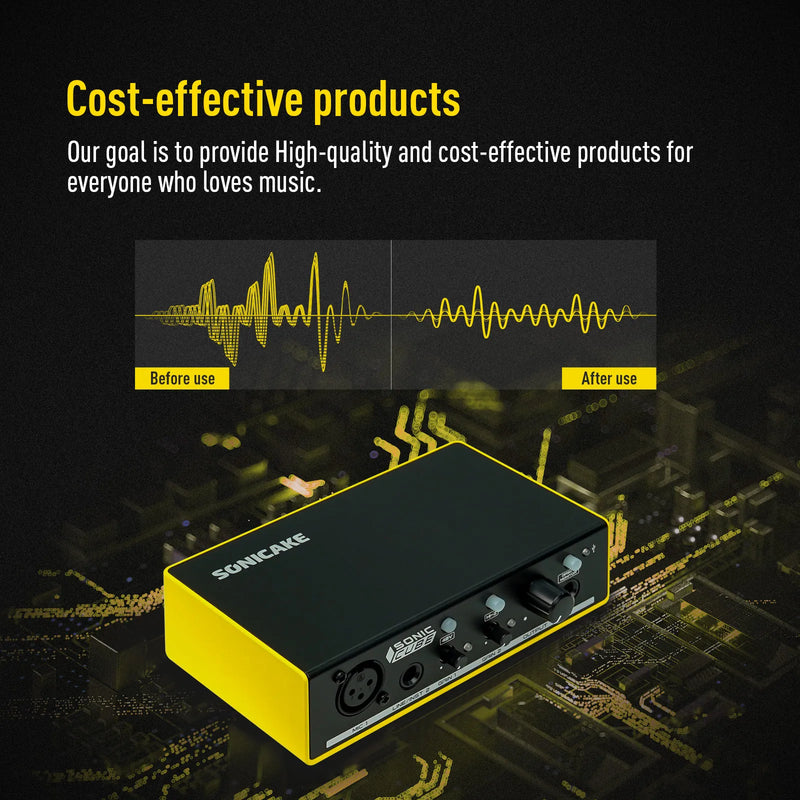 Sonicake Sonic Cube - Interface de Áudio USB Profissional com Preamplificador Analógico