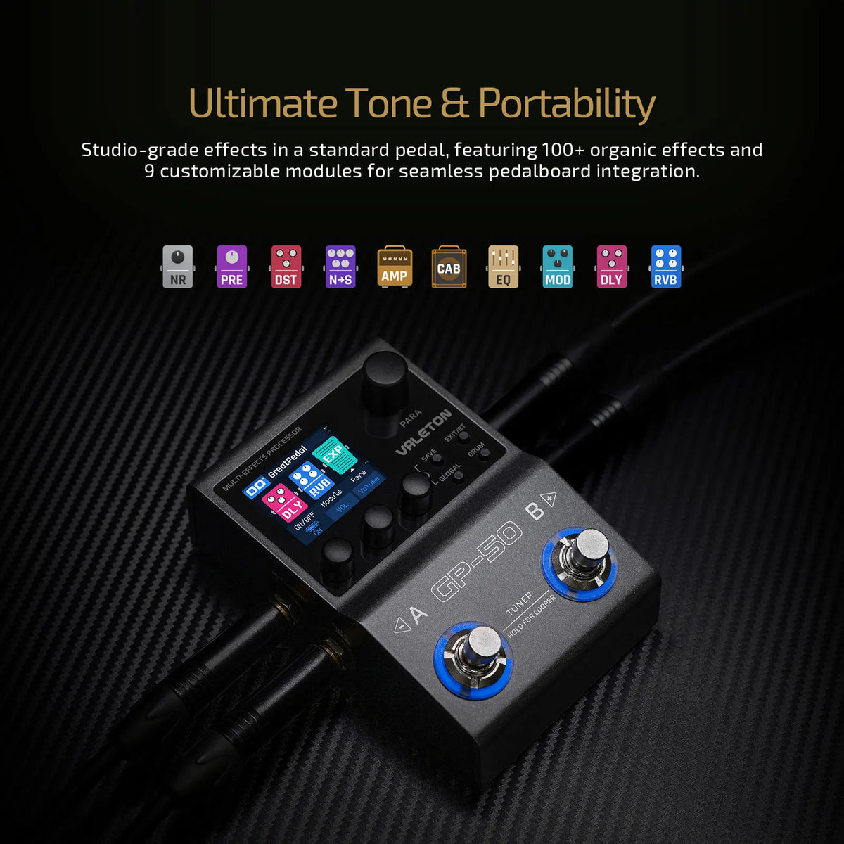 Valeton GP-50 com NAM, IR Loader, USB e Bateria