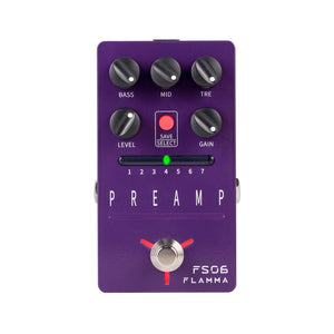 Flamma FS06 - Pedal de Pré-Amplificador Digital para Guitarra com 7 Modelos e Simulação de Gabinete