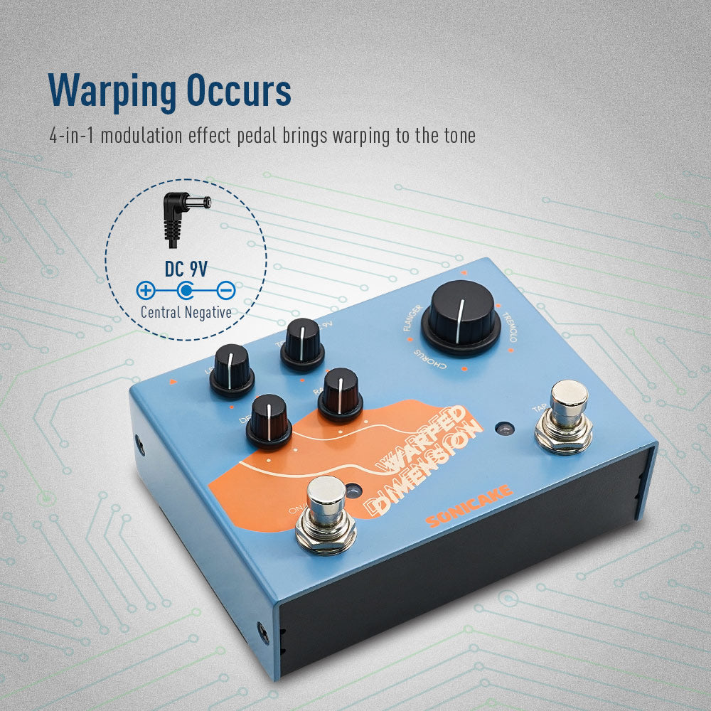 Pedal Warped Dimension Dual Effect Modulação Digital Sonicake